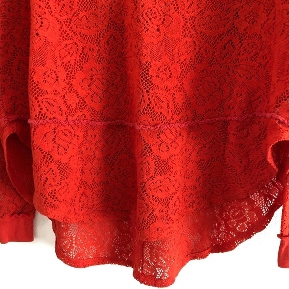 Free People Lace Pullover Orange Top Small - Picture 11 of 16